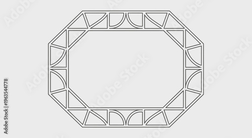 Octagonal Geometric Grid Pattern Frame, Line Art Vector Design, in Bright Studio