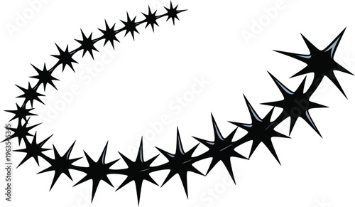 Black barbed wire forming a circular shape