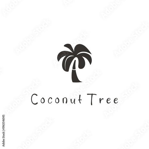 Vector Coconut Tree Logo Design Minimal Tropical Palm Icon for Summer Brand Identity