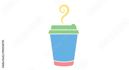Blue Coffee Cup with Green Lid.