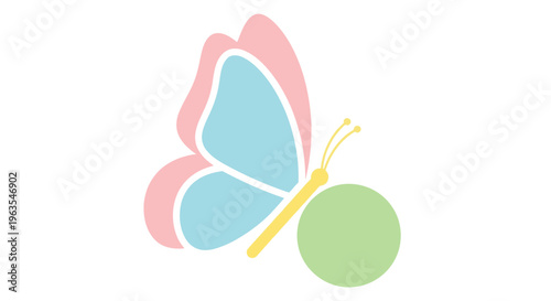 Colorful Butterfly Illustration with Green Circle.