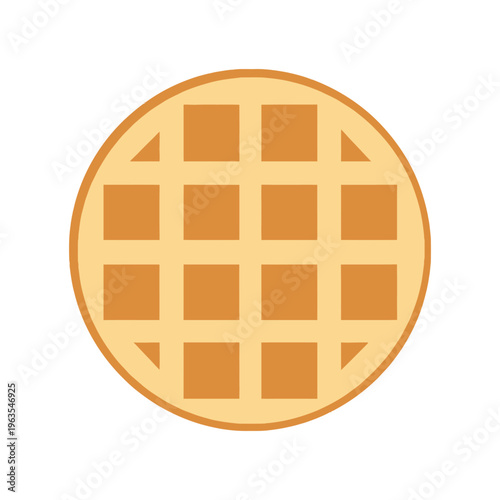 Round waffle illustration isolated on white background, flat vector breakfast food graphic