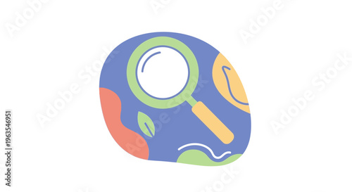 Colorful Cell Illustration with Magnifying Glass.