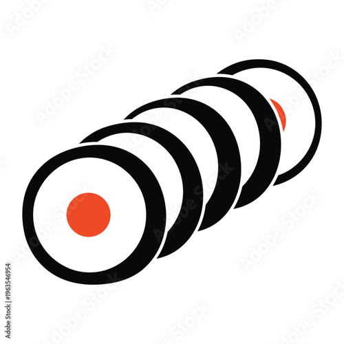 Sushi roll maki slices arranged in a row minimalist graphic icon flat design style