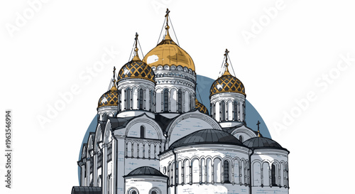 Ornate domed structure with white stone and gold accents