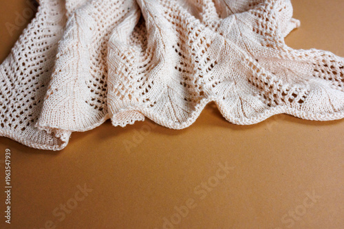 Photos Lightweight openwork knit with delicate folds and ruffled edge soft spring texti