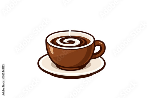 Coffee cup on a saucer with steam rising in a warm setting for a cozy morning moment