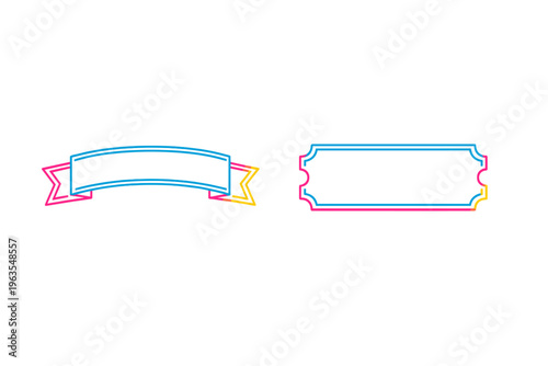 Creative design of colorful decorative banners and labels suitable for different occasions and events in a bright layout