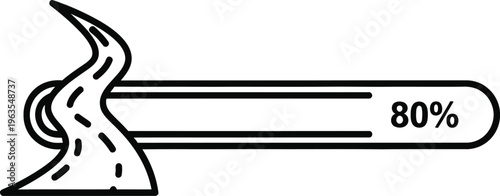 Thermometer icon, temperature gauge, heat level indicator, 80 percent full