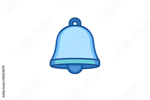 Colorful bell icon with a blue design set on a white background for digital notifications in a simple style