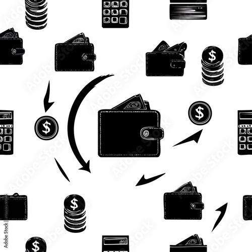 Black wallet with money and dollars.