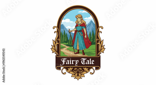 Pixel art of a maiden in a red cape and blue dress holding a staff in a forest