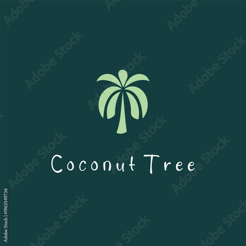 Vector Coconut Tree Logo Design Minimal Tropical Palm Icon for Summer Brand Identity