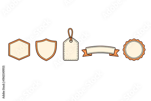 Shapes and tags in various designs suitable for labeling and branding purposes