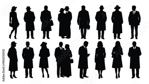 Silhouettes of people in business attire