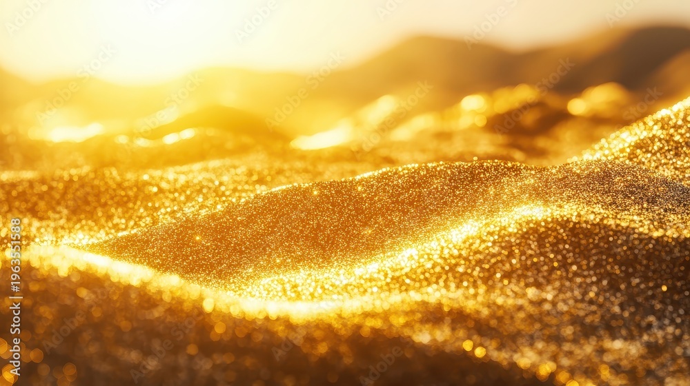 Fototapeta premium Golden Glitter Waves Capturing Luminescent Sparkle and Rich Texture with Dynamic Composition