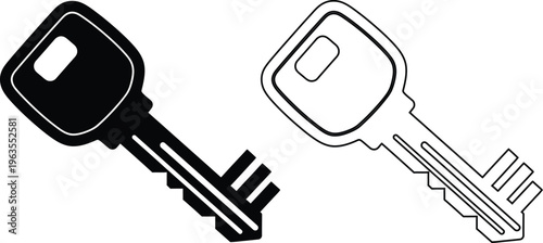 A pair of keys one filled and one outlined