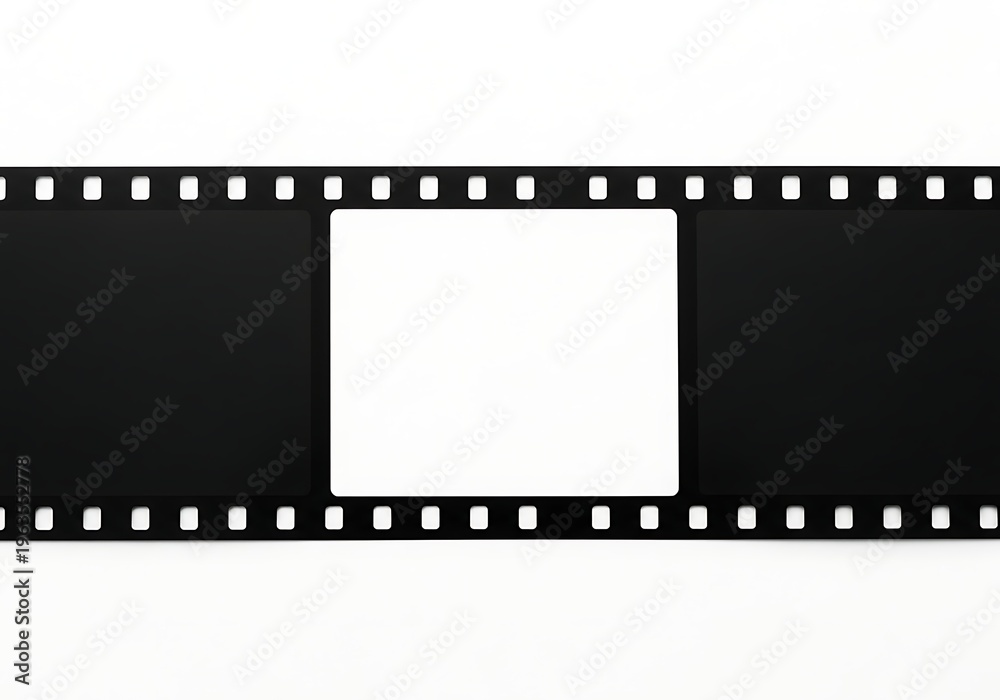 Fototapeta premium Classic film strip with a single empty frame placeholder in the middle