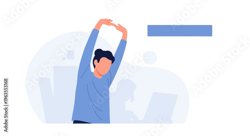 Man Stretching Arms Upward in Relaxation.