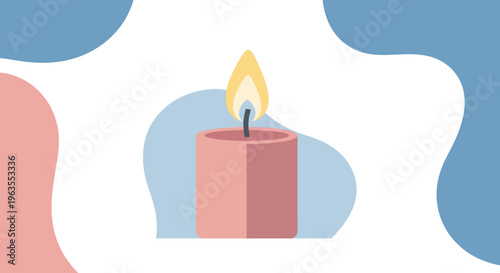 Pink Candle with Yellow Flame Illustration.