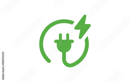 Electric car charging plug icon, EV charger plug symbol, electric vehicle connector cable, charging socket icon, EV power plug vector, green energy transport UI icon