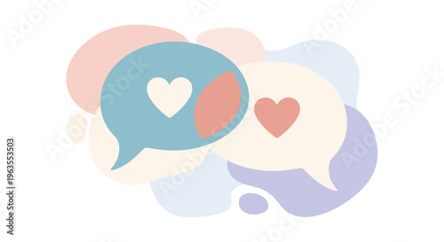 Speech Bubbles with Heart Symbols Inside.