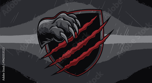Aggressive Claw Scratch Shield Emblem - Powerful Predator Symbol