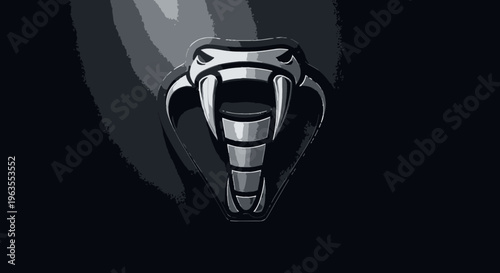 Aggressive Cobra Head Illustration - Dark and Menacing Reptile Design