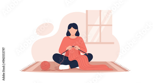 Woman Meditating in Lotus Position on Rug.