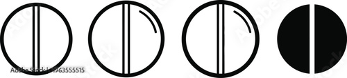 Four oval shapes with vertical lines
