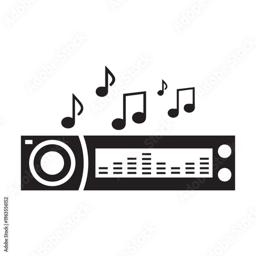 Car radio. Single flat icon on white background. Vector illustration.
