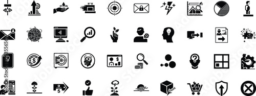 Collection of diverse icons representing business, technology, and general concepts