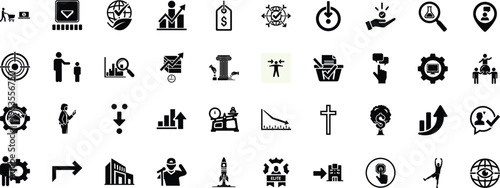 Collection of diverse icons representing business, technology, and general concepts