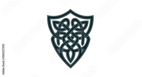 Celtic Knotwork Shield Emblem - Intricate Interwoven Design