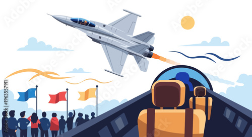 Jet fighter aircraft performing an aerial display at an airshow event.