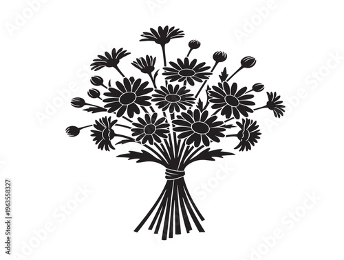 Rustic daisy bouquet silhouette with charming wildflower meadow aesthetic