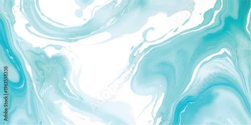 Beautiful watercolor painting of a powerful ocean wave breaking in the sea