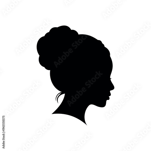 Elegant woman silhouette profile. Female head side view illustration, Beauty and fashion concept.