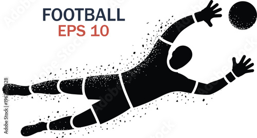 Goalkeeper diving to intercept a football during a high-stakes match Vector, illustration