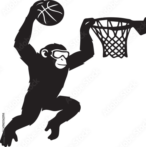 Monkey Basketball Slam Dunk Silhouette Goggles
