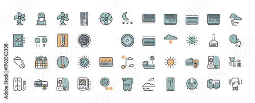 Color icons for air conditioning, fans, and weather elements