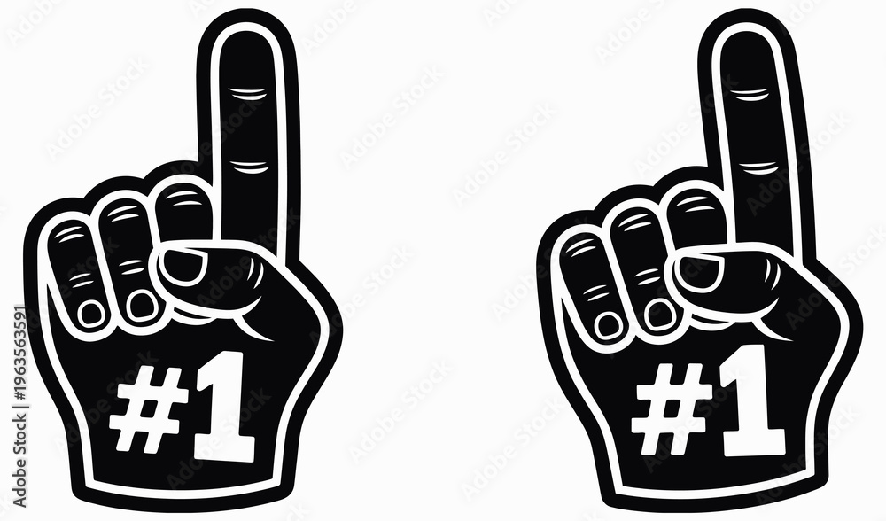 Fototapeta premium Two black foam fingers with 