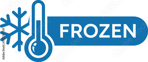 Frozen temperature logo with snowflake and thermometer