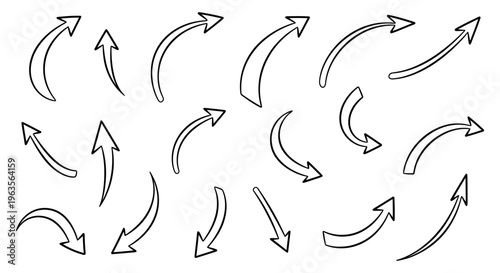 A collection of hand drawn arrows pointing in various directions