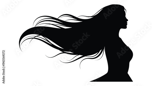 Silhouette of a woman with flowing hair