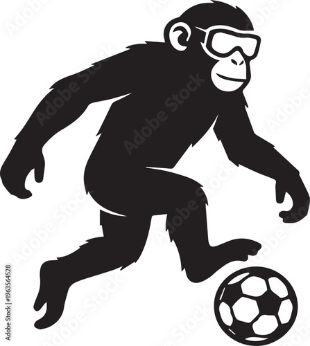 Monkey Soccer Player Silhouette Football Goggles