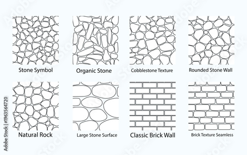 Seamless stone and brick texture pattern set hand drawn vector illustration