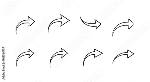 A collection of eight black and white arrow icons pointing in various directions