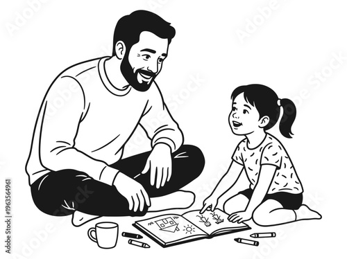 Father feeding newborn baby nurturing silhouette bundle parenting care concept