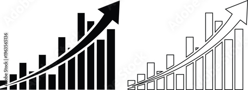 Silhouette graph showing upward trend with arrows and bars